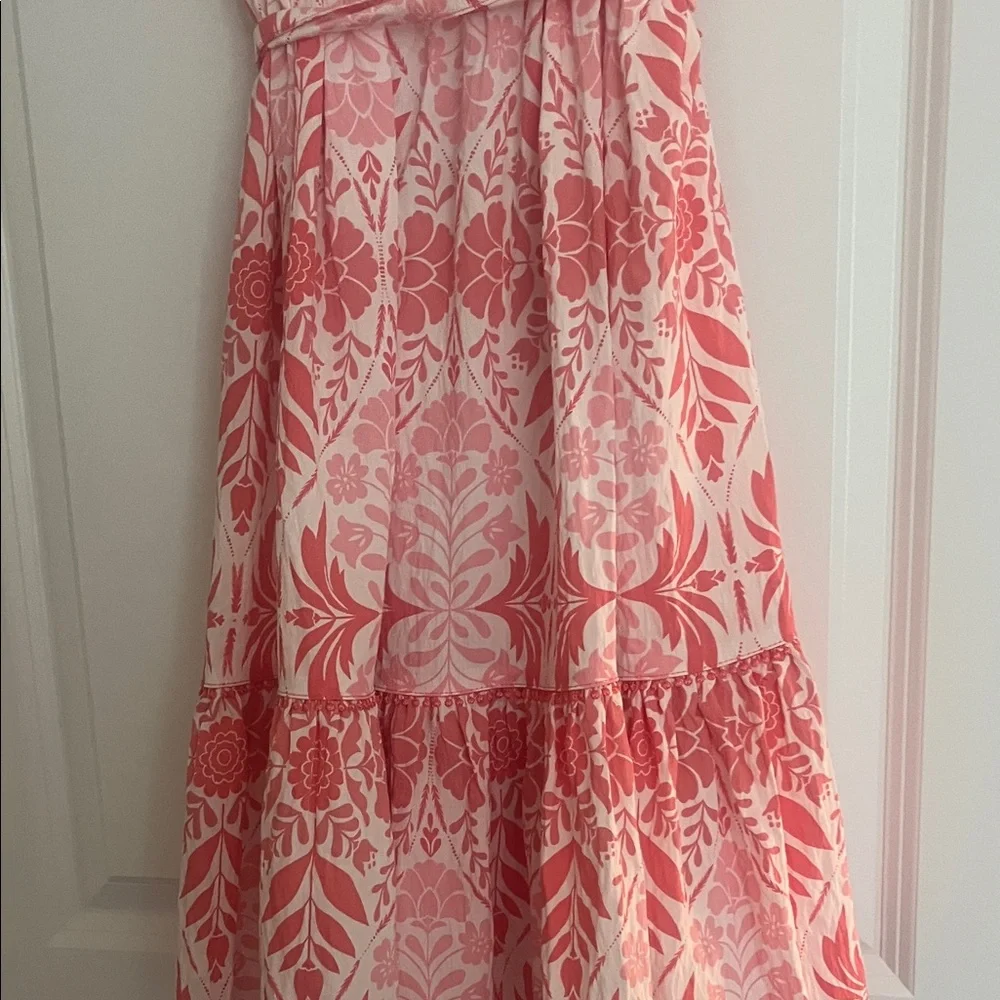 Ellen Tracy Coral and White Floral Tie-Waist Midi Dress - Picture 8 of 8